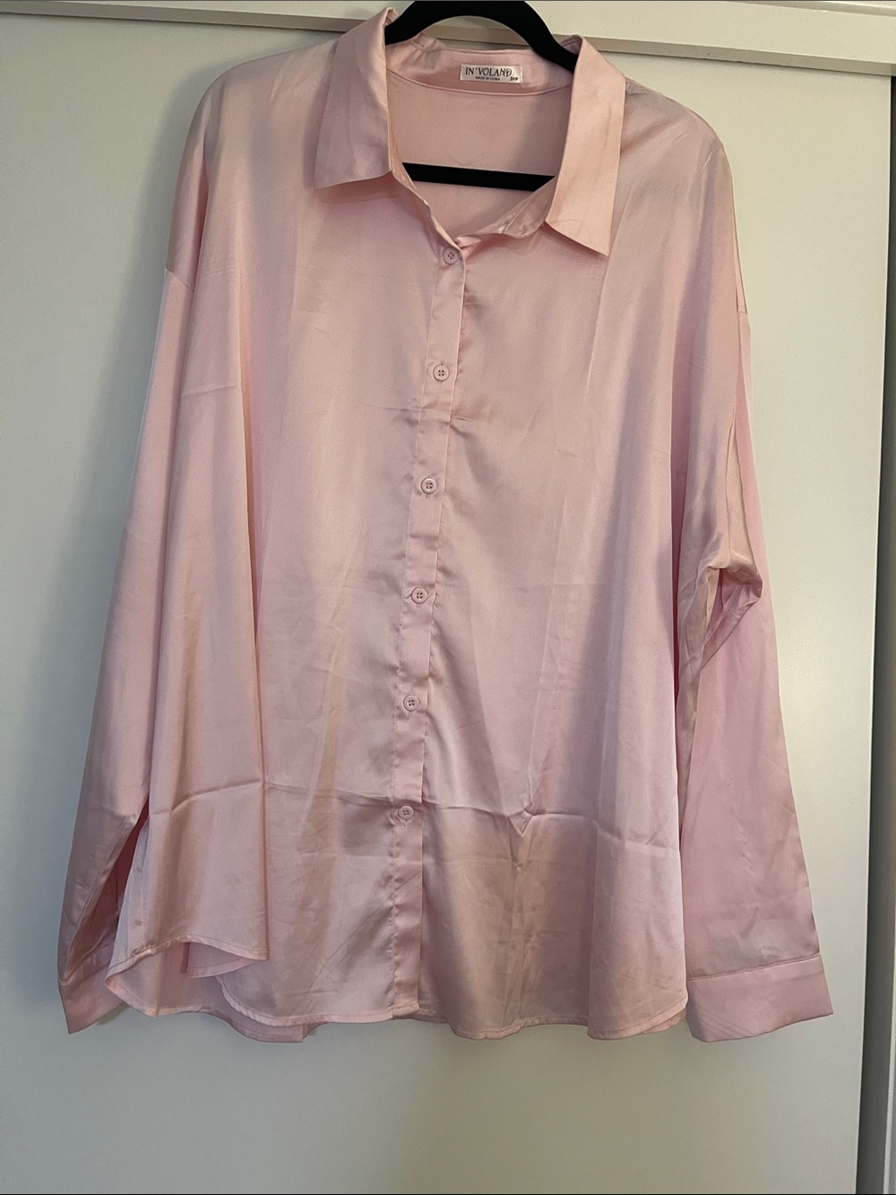 Women’s Pale Pink satin Button-Down Shirt